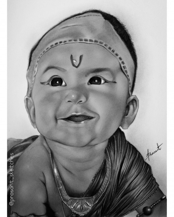 Awesome Pencil Sketch Art Of Baby By Manoj Kumar Naik - DesiPainters.com