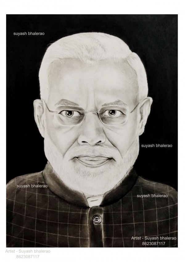 Great Pencil Sketch Of Shri Narendra Modi - DesiPainters.com