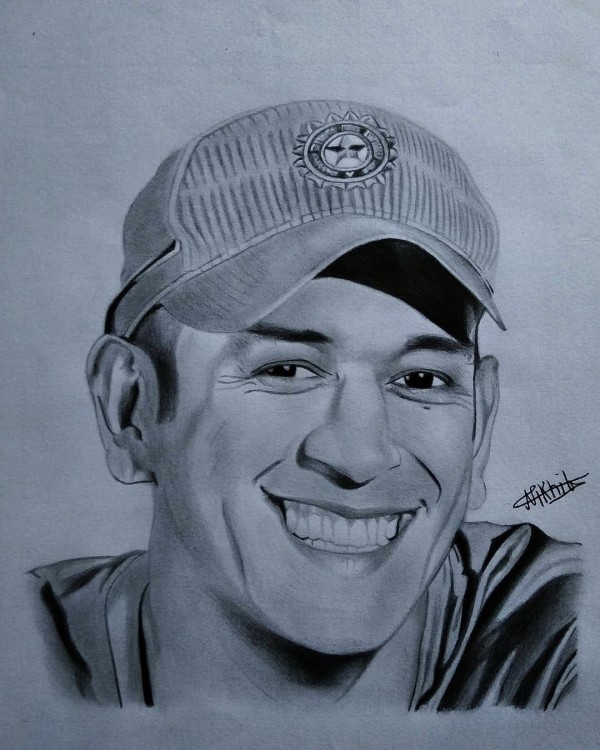 Great Pencil Sketch Of Captain Cool M.S Dhoni - DesiPainters.com