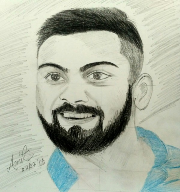 Brilliant Pencil Sketch Of Virat Kohli - DesiPainters.com