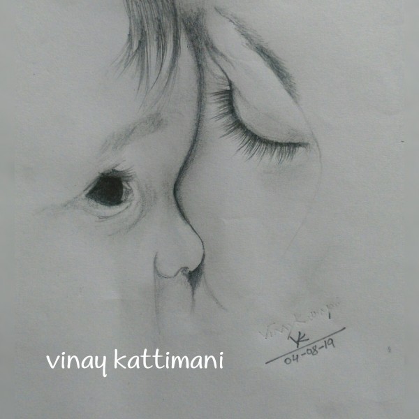 Pencil Sketch Of Baby With Mother - DesiPainters.com