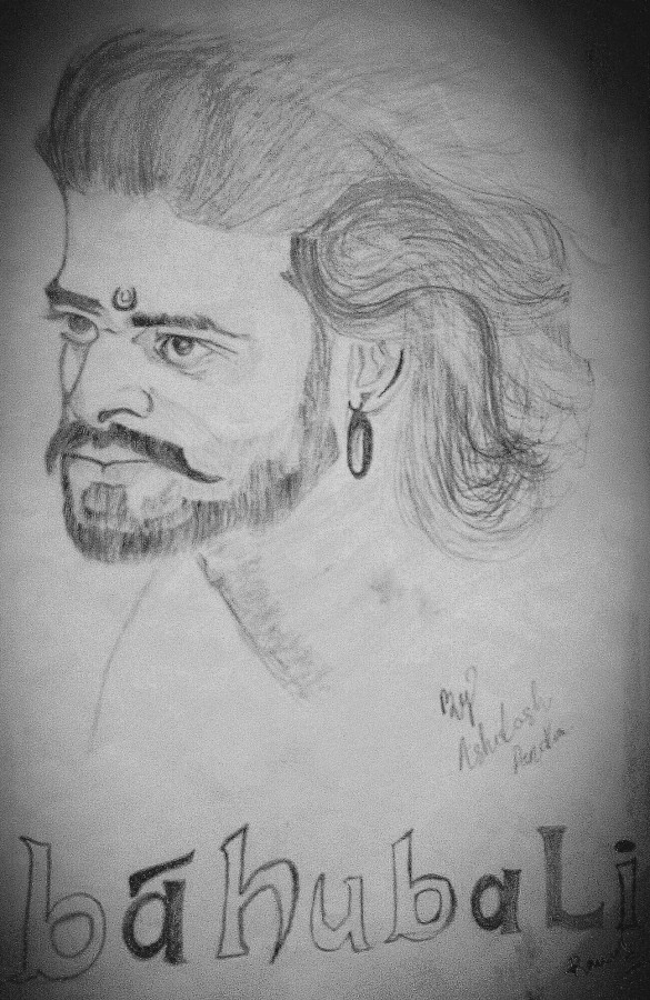 Amazing Pencil Sketch Of Prabhas As Bahubali - DesiPainters.com