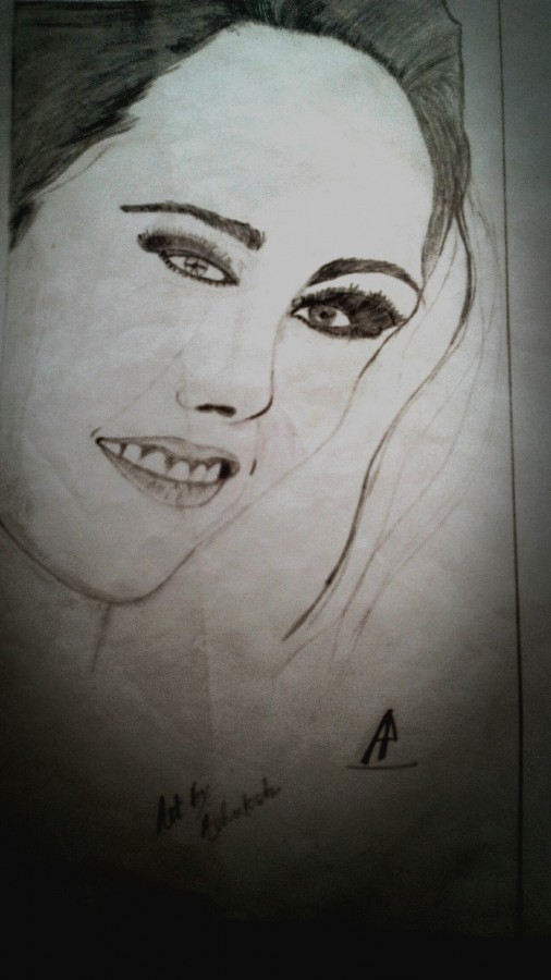 Pencil Sketch Of Kristen Stewart - DesiPainters.com
