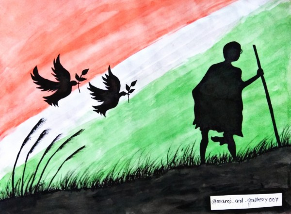 Brilliant Watercolor Painting Art Of Free India - DesiPainters.com