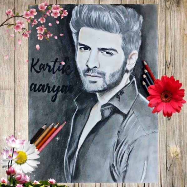 Beautiful Pencil Color Of Kartik Aaryan - DesiPainters.com