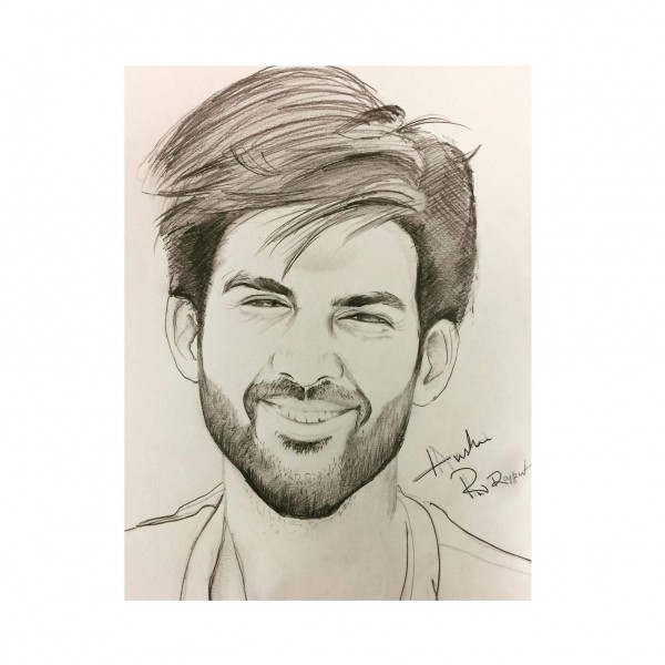 Wonderful Pencil Sketch Of Kartik Aryaan - DesiPainters.com