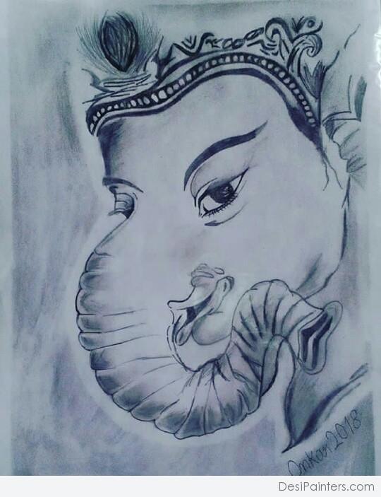 Awesome Pencil Sketch Of Shri Ganesh By Onkar Gupta - DesiPainters.com