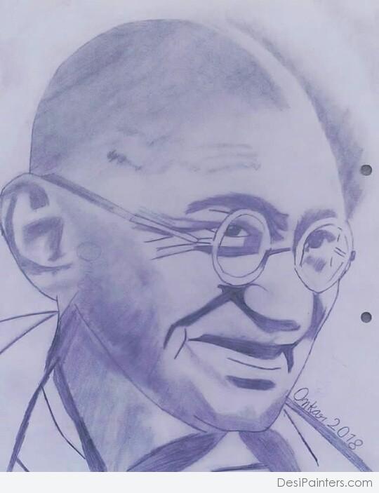 Amazing Sketch Of Mahatma Gandhi By Onkar Gupta - DesiPainters.com