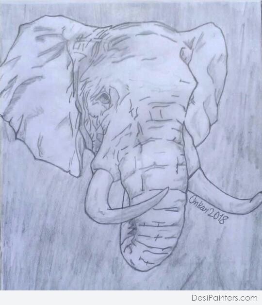 Fantastic Pencil Sketch Of Elephant - DesiPainters.com