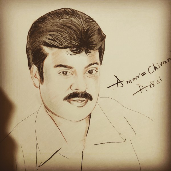 Great Pencil Sketch Of Mega Star Chiranjeevi - DesiPainters.com