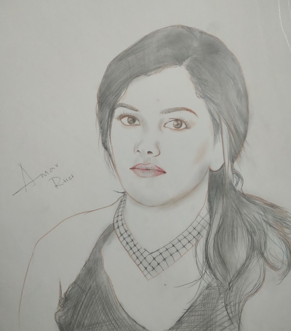 Awesome Pencil Sketch Of Dr Raj Lakshmi SJ Queen - DesiPainters.com