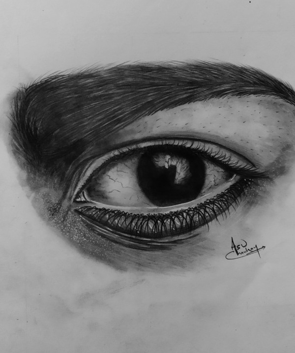 Brilliant Pencil Sketch Of Hyperrealistic Eye - DesiPainters.com