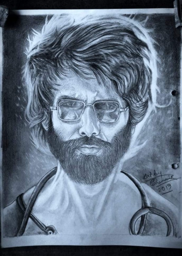 Fantastic Pencil Sketch Of Shahid Kapoor As Kabir Singh - DesiPainters.com