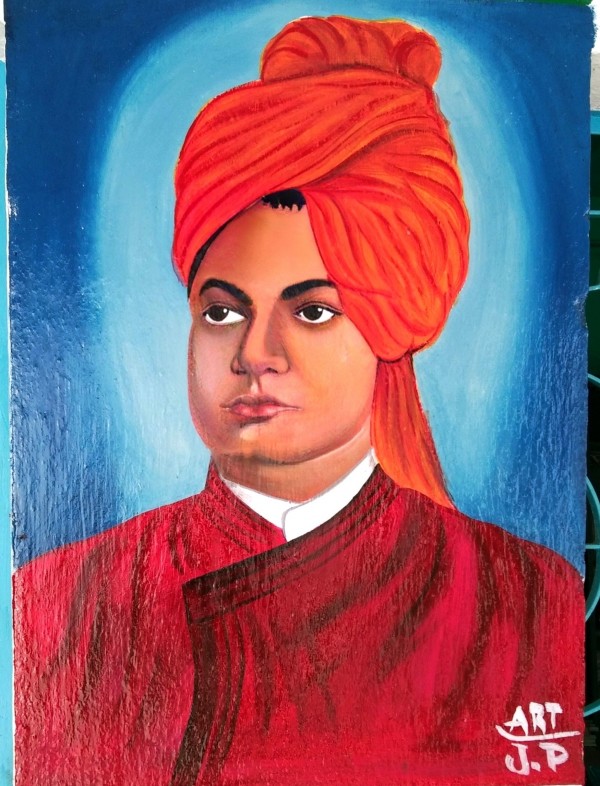 Great Mixed Painting Of Swami Vivekananda Ji - DesiPainters.com