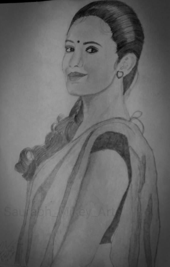 Pencil Sketch Of Indian Girl - DesiPainters.com