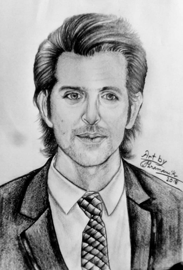 Awesome Pencil Sketch Of Hrithik Roshan - DesiPainters.com