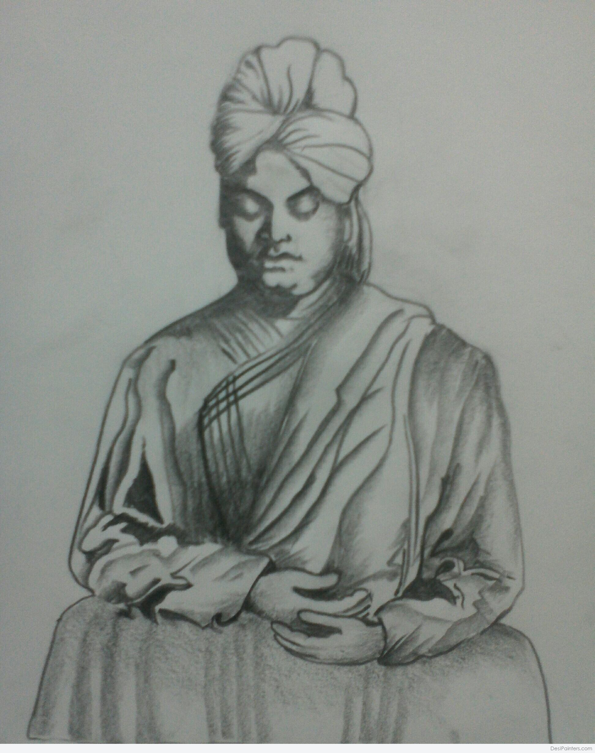 Pencil Sketch Of Swami Vivekananda | DesiPainters.com-saigonsouth.com.vn