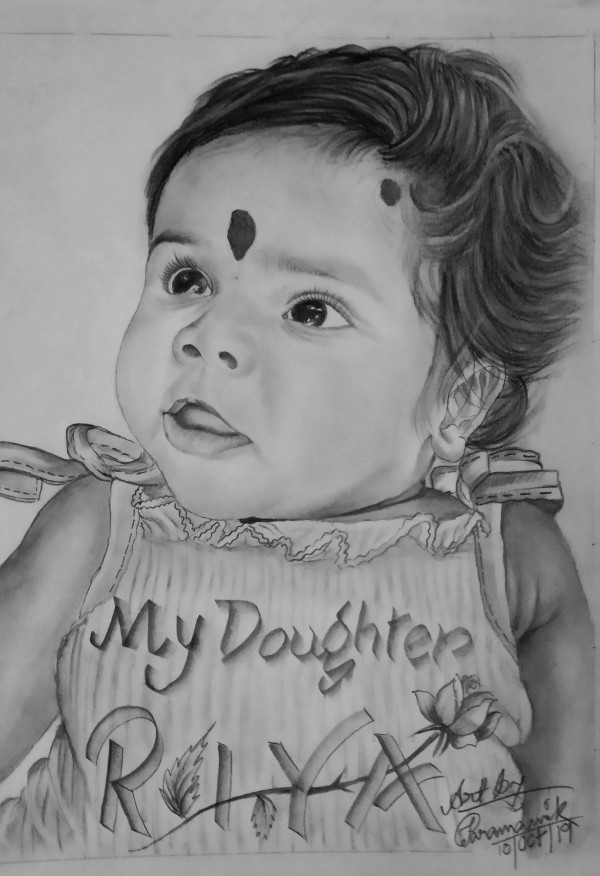 Beautiful Pencil Sketch Of My Daughter By Jiten Paramanik - DesiPainters.com