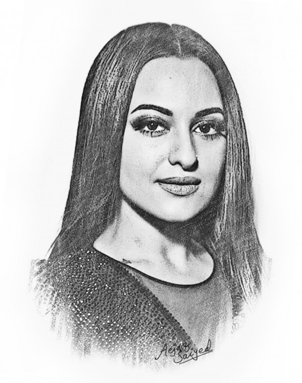 Beautiful Mixed Painting Of Sonakshi Sinha - DesiPainters.com