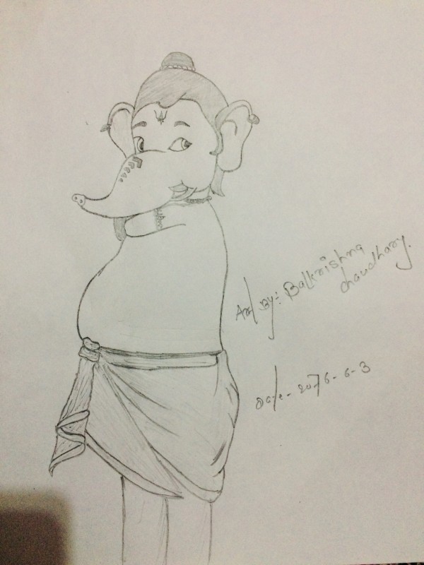 Amazing Pencil Sketch Of Lord Ganesha - DesiPainters.com