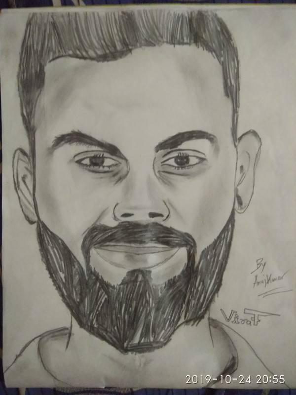 Amazing Pencil Sketch Of Virat Kohli - DesiPainters.com