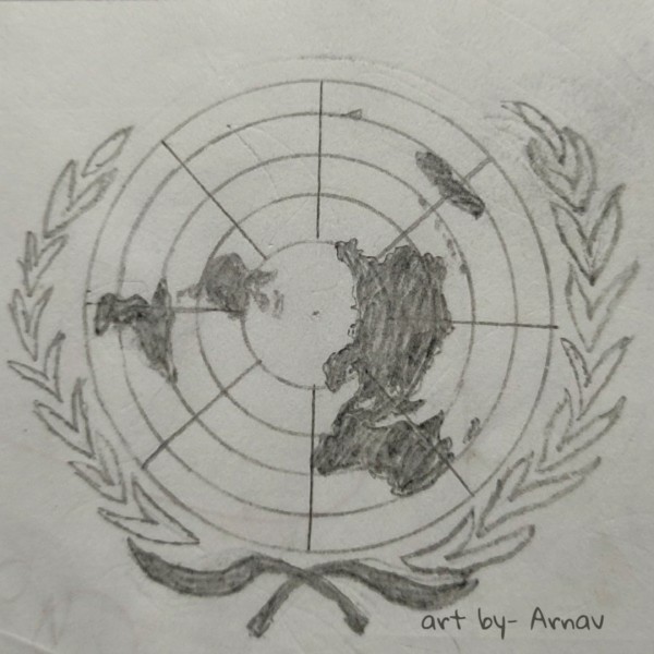 Pencil Sketch Of Flag Of UN - DesiPainters.com