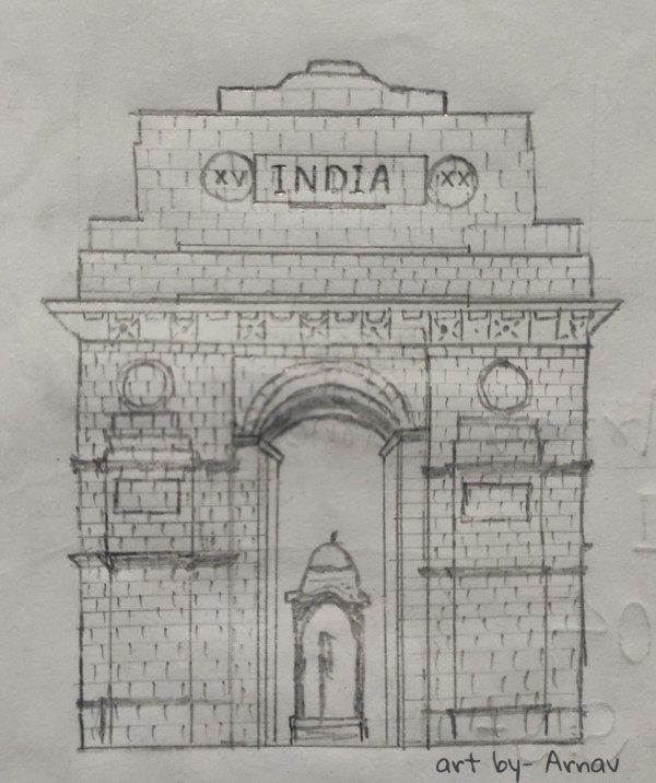 Great Pencil Sketch Of India Gate - DesiPainters.com