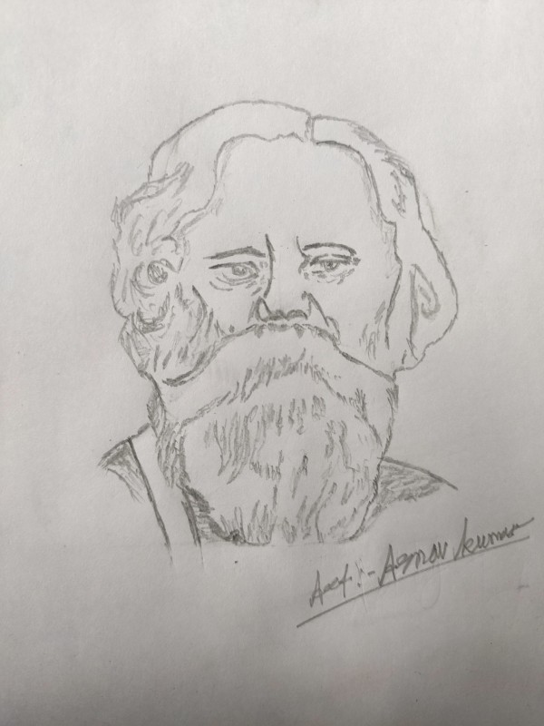 Awesome Pencil Sketch Of Rabindranath Tagore Ji - DesiPainters.com