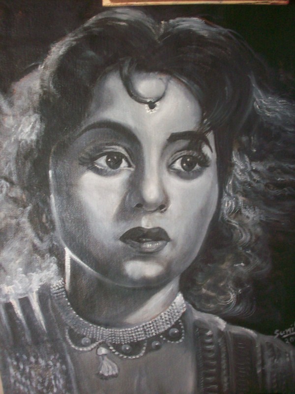 Brilliant Oil Painting Of Veteran Actress Madhu Bala - DesiPainters.com