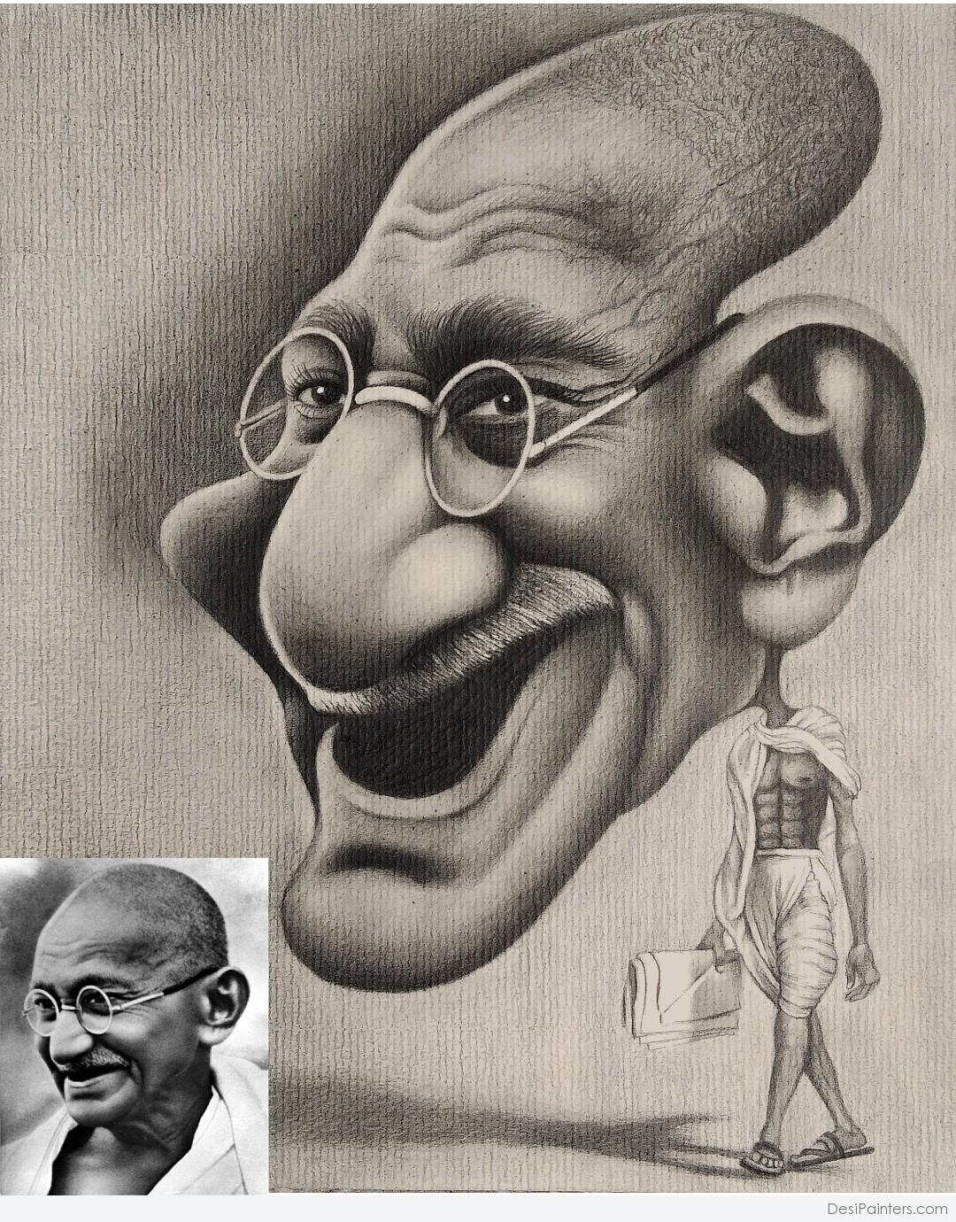 Mahatma Gandhi drawing.. Laxmi Narayan Maharana.. | Drawings, Beautiful  gardens, Drawing & painting
