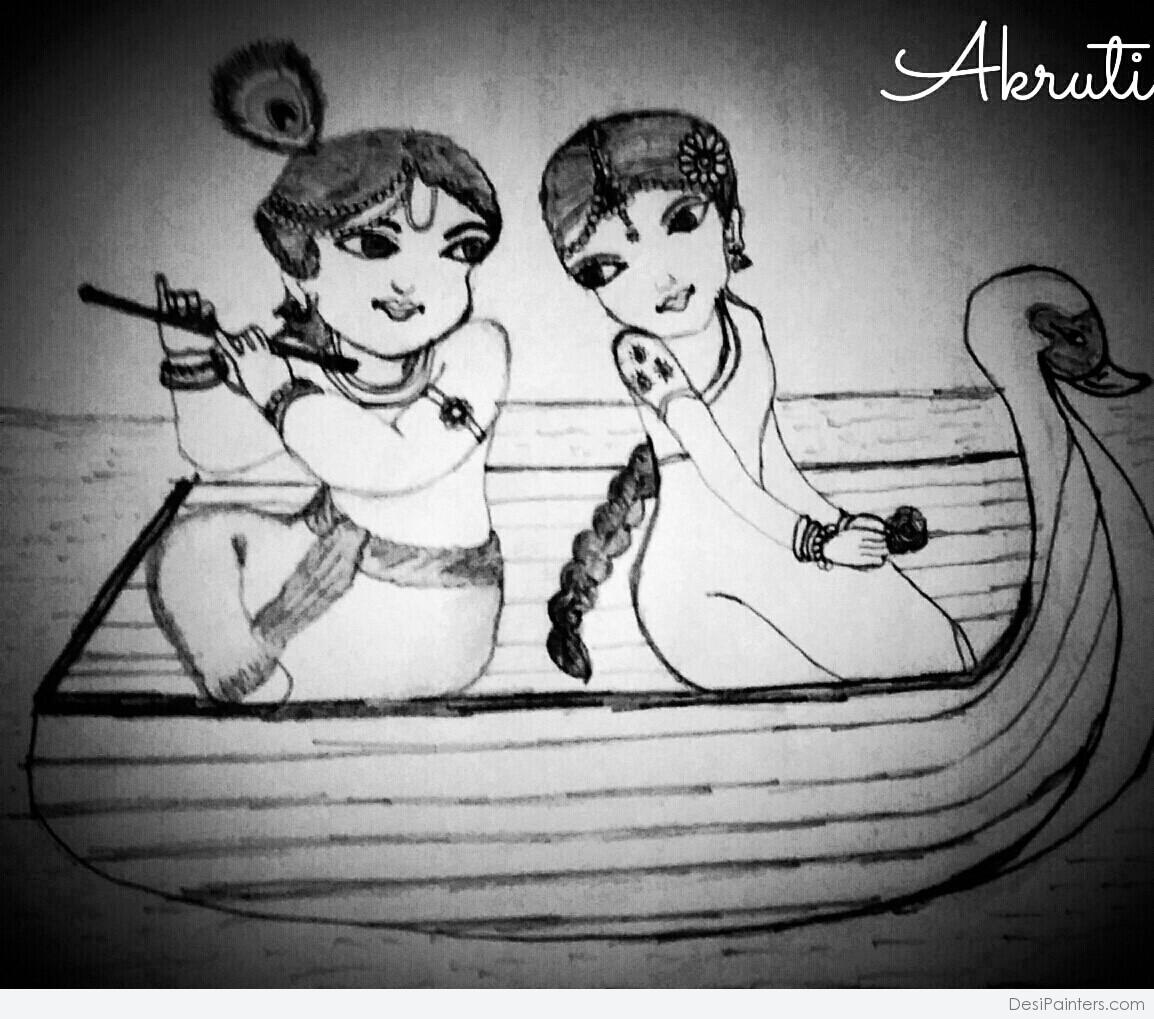 Koo by Akash Bharangar (@artistakashbharangar): Pencil Sketch Of Radha  krishna 😍❤️ #radhakrishna