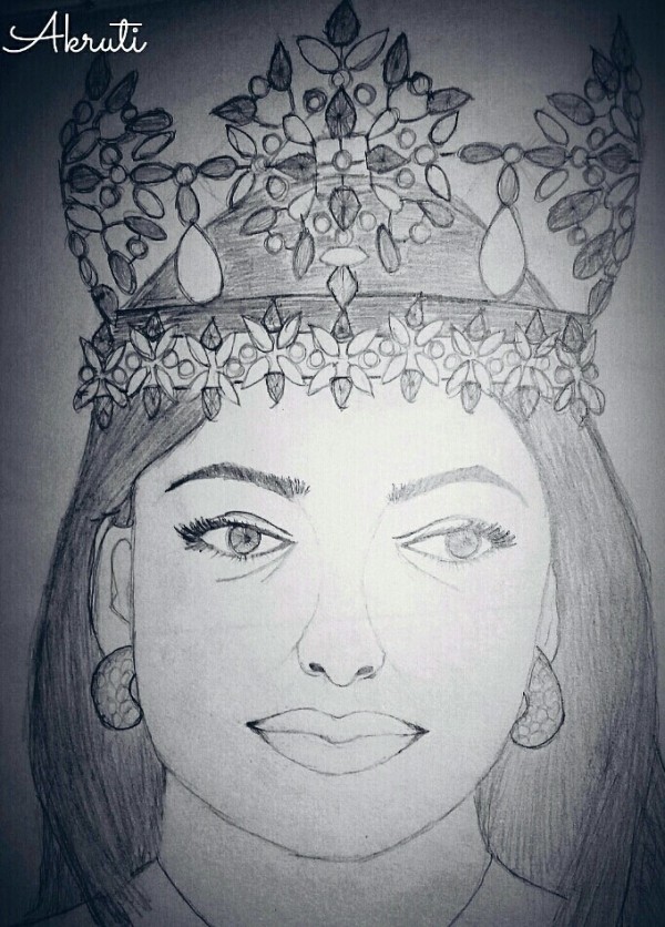 Pencil Sketch Of Aishwarya Rai - DesiPainters.com