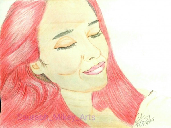Pencil Color Of The Red Head Allie - DesiPainters.com