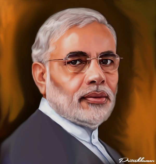 Great Digital Painting Of PM Narendra Modi Ji - DesiPainters.com