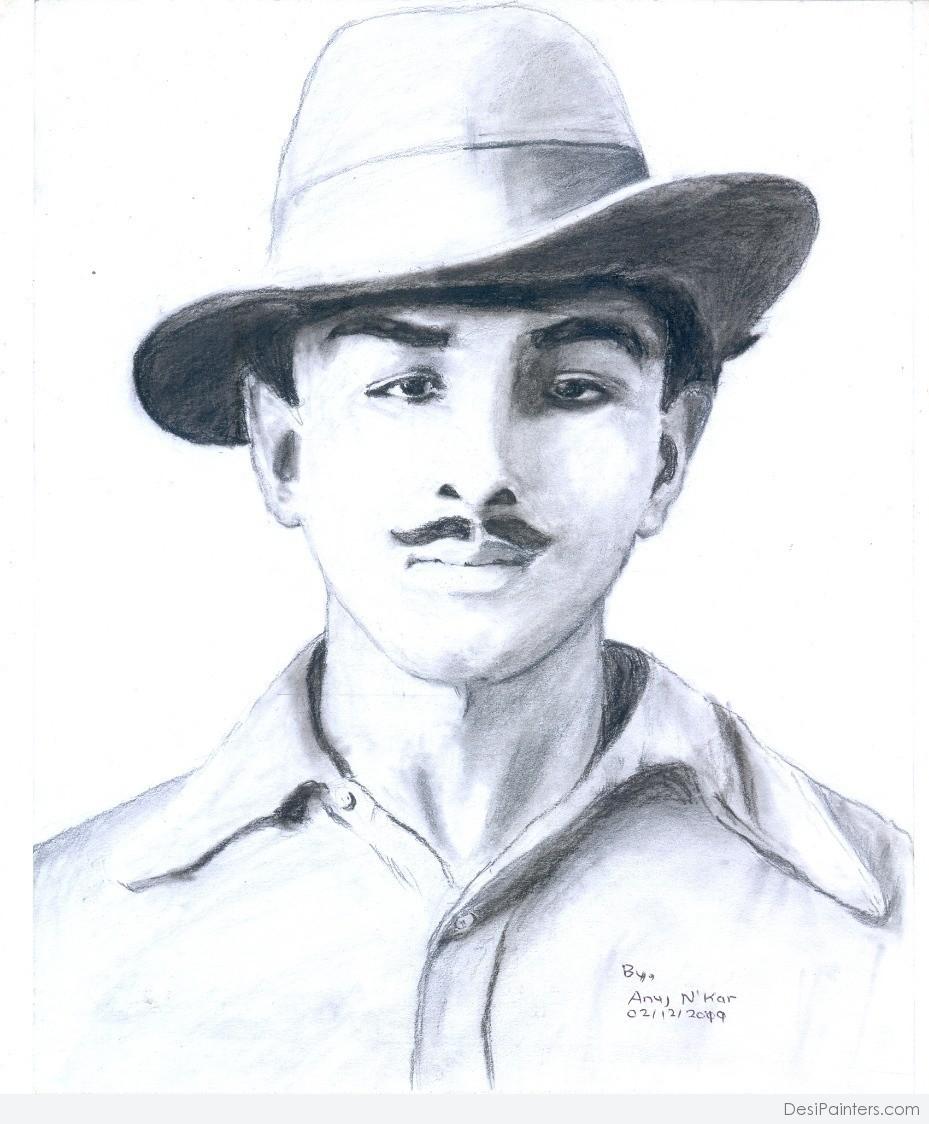 Great Pencil Of S. Bhagat Singh By Anuj A Nandgaonkar