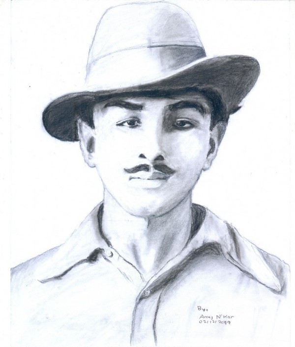 Great Pencil Of S. Bhagat Singh By Anuj A Nandgaonkar - DesiPainters.com