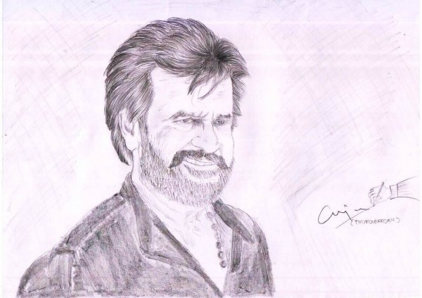 Wonderful Pencil Sketch Of Superstar RajiniKanth - DesiPainters.com