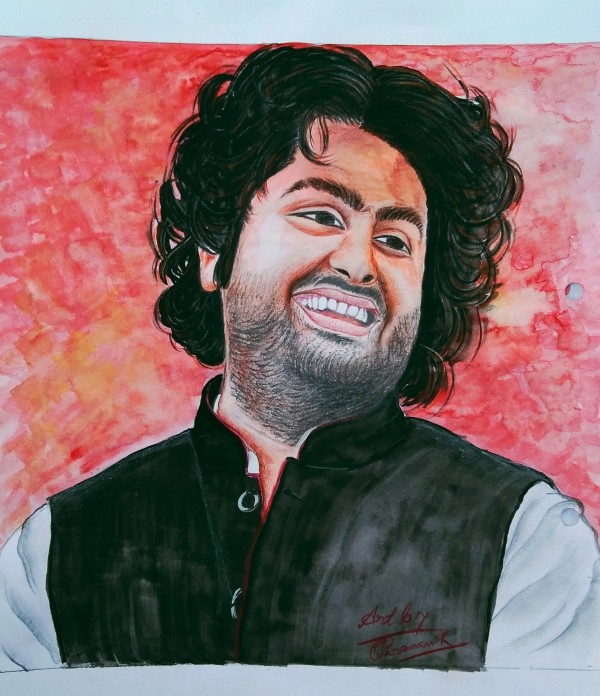 Brilliant Watercolor Painting Of Arijit Singh - DesiPainters.com