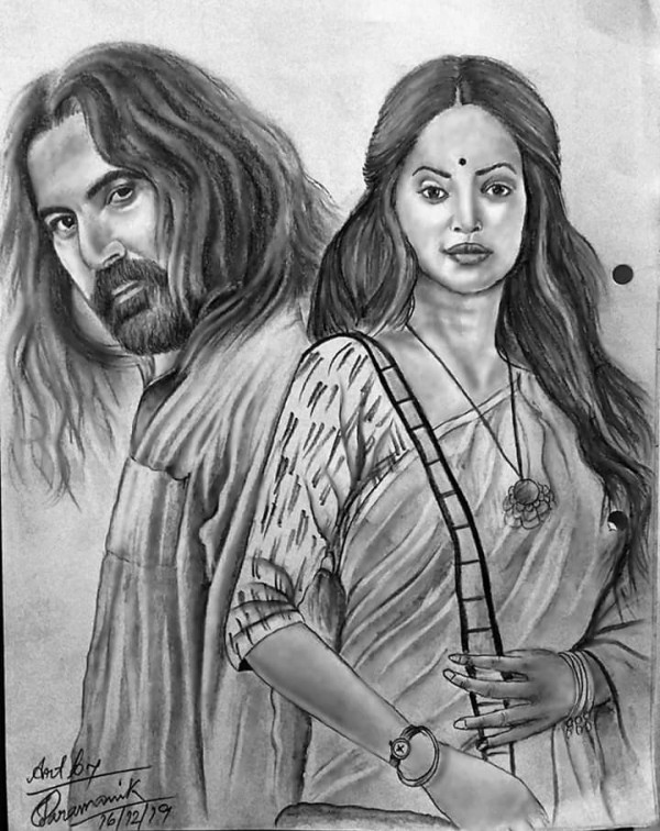 Amazing Pencil Sketch Of Movie Poster Asur - DesiPainters.com