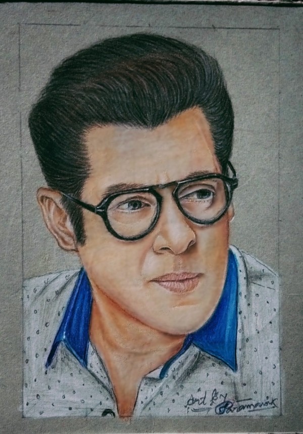 Awesome Pencil Color Art Of Bollywood Superstar Salman Khan - DesiPainters.com