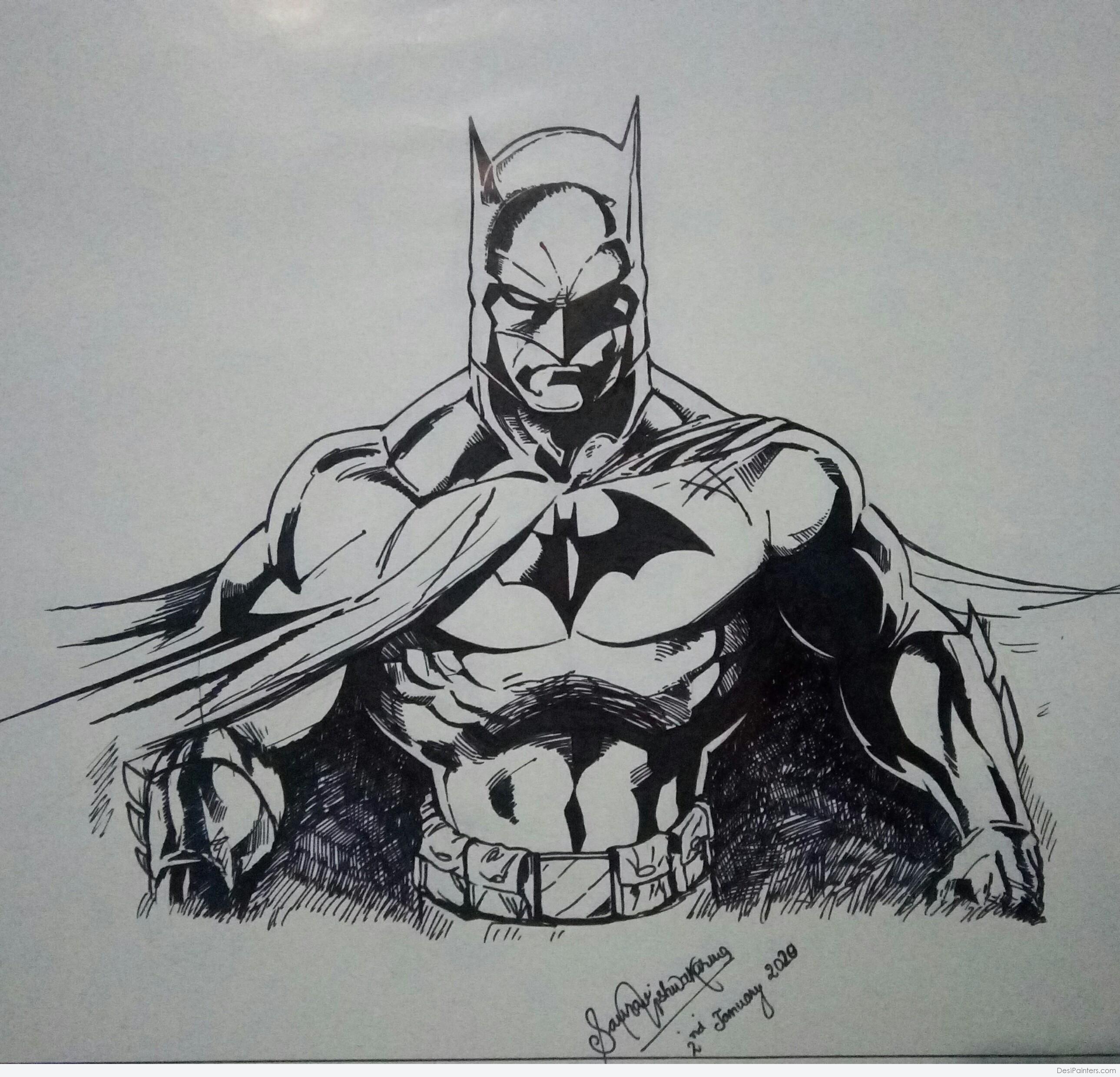 Fantastic Ink Painting Of Anime Batman 