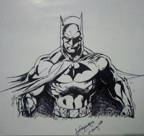 Fantastic Ink Painting Of Anime Batman - DesiPainters.com