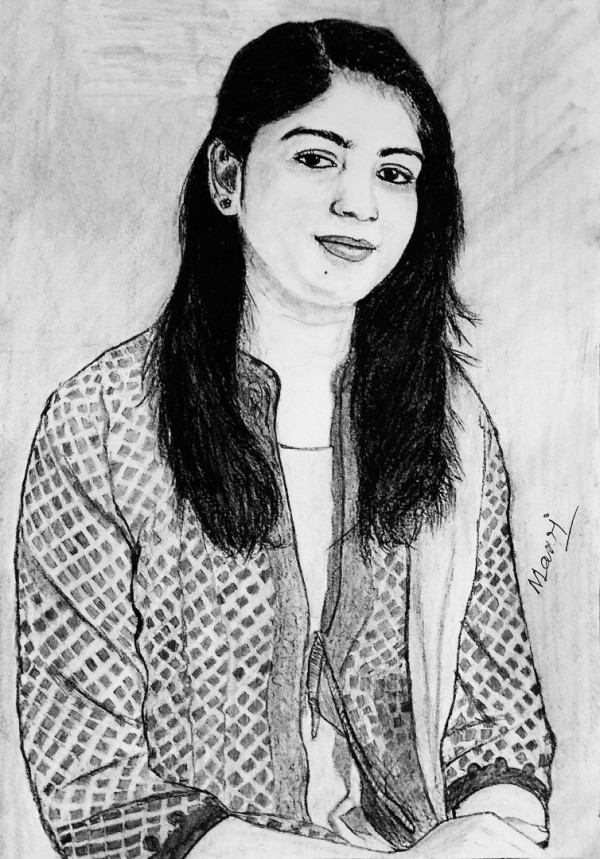 Wonderful Pencil Sketch Of Lady By Manoj Kumar Naik - DesiPainters.com