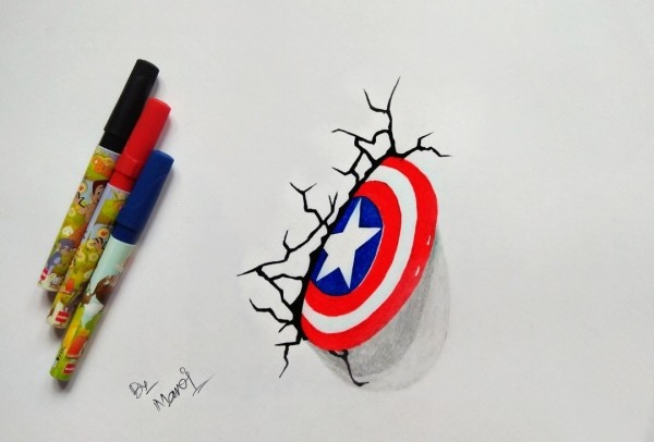 Great Pencil Color Of Captain America’s Shield - DesiPainters.com
