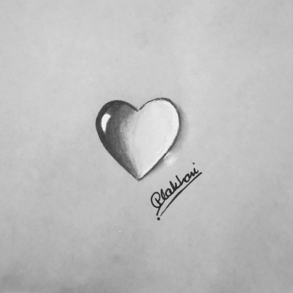 Wonderful Pencil Sketch Of Water Drop Heart - DesiPainters.com
