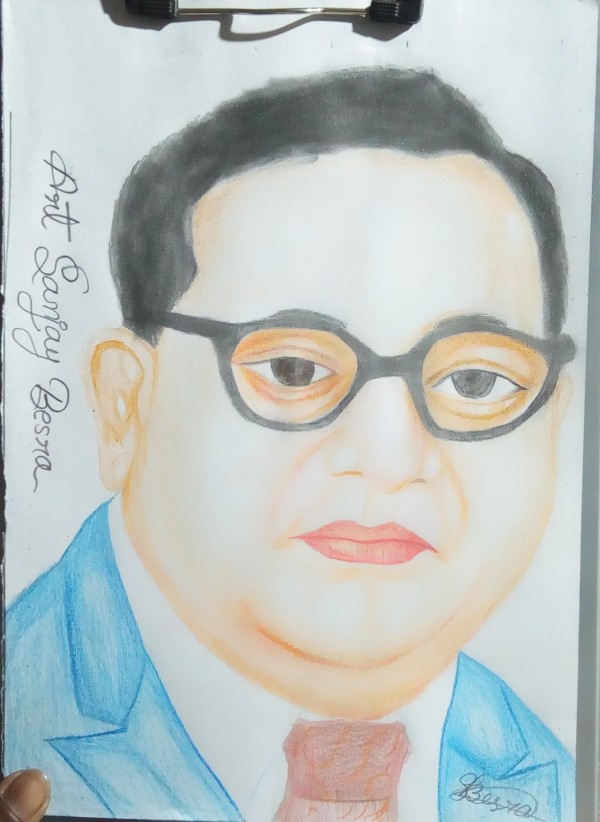 Great Pencil Color Art By Dr. B.R. Ambedkar - DesiPainters.com