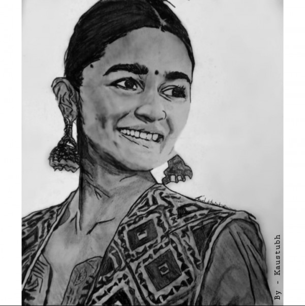 Awesome Pencil Sketch Of Alia Bhatt Kaustubh Sharma - DesiPainters.com