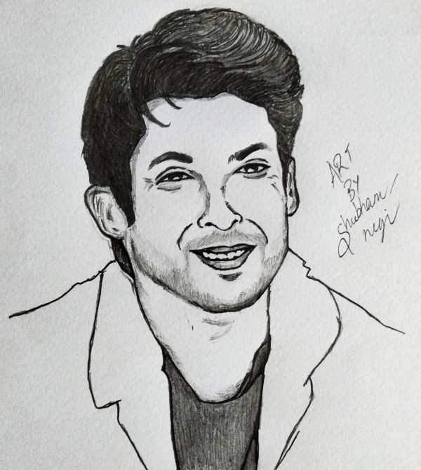 Amazing Pencil Sketch Of Sidharth Shukla - DesiPainters.com