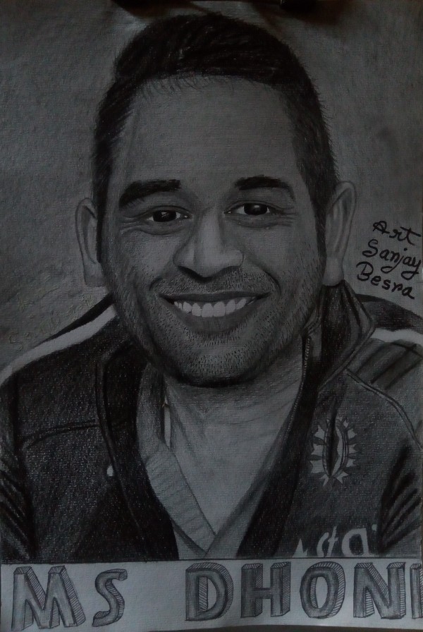 Great Pencil Sketch Of MS Dhoni - DesiPainters.com