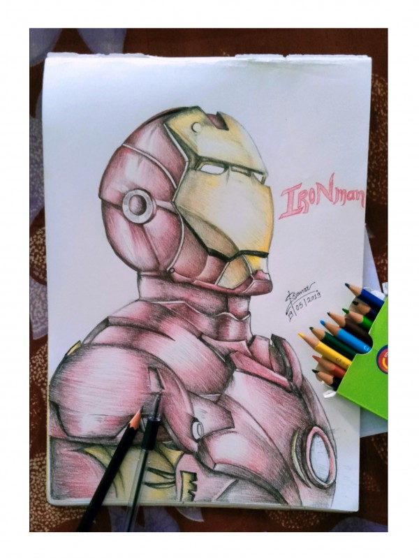Wonderful Pencil Color Of Ironman By Shubham Carpenter - DesiPainters.com